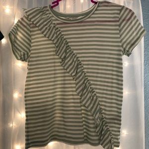 Striped baby blue shirt with ruffle across!